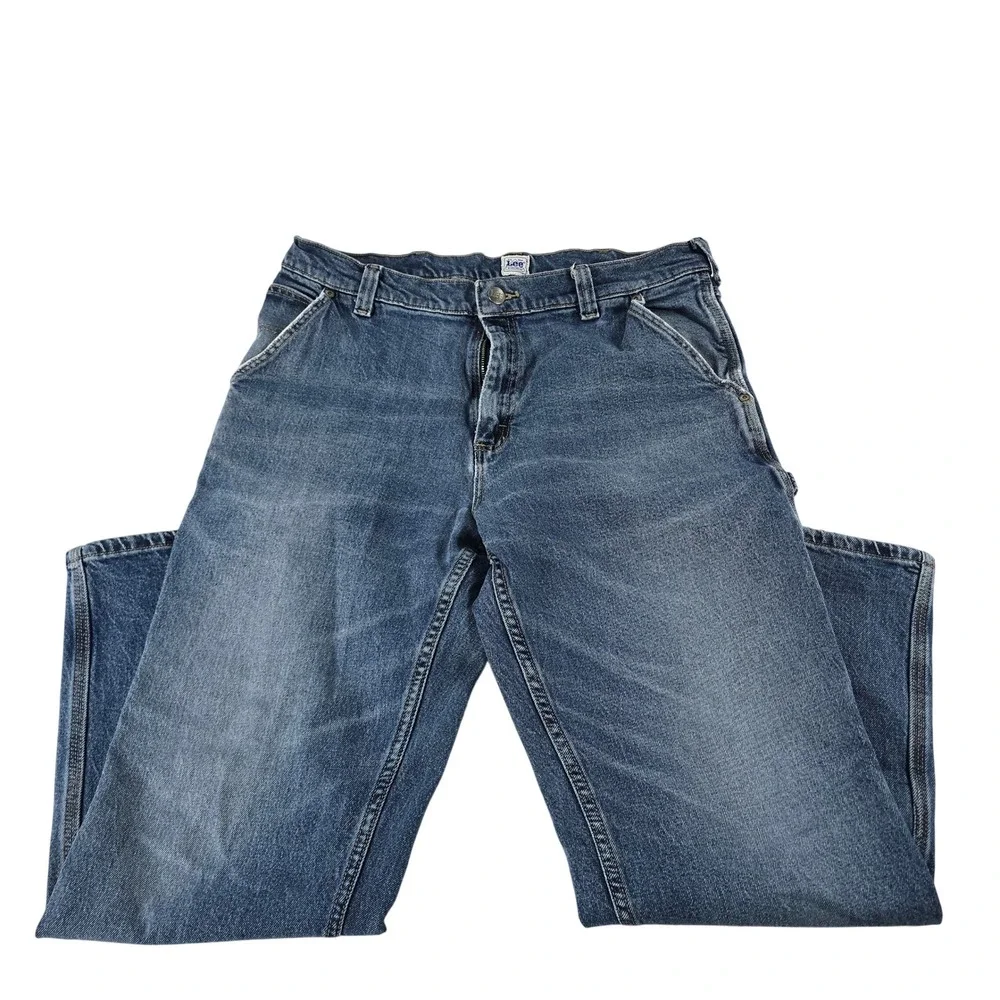 Lee Workwear Mens Blue Carpenter Jeans Straight Leg Utility Pants 36x30 2030